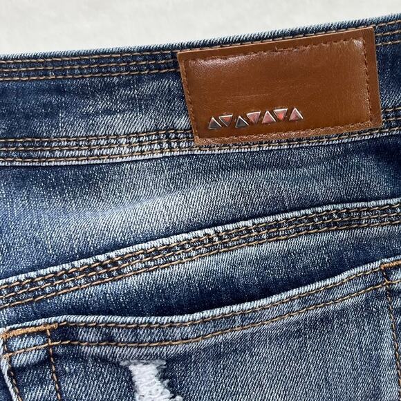 Dollhouse Charley Distressed Stretch Skinny Low Rise Y2K Jeans, Size 9 - Picture 11 of 13